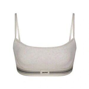 SKIMS Cotton Rib Scoop Bralette in Heather Oatmeal - NWT size SMALL